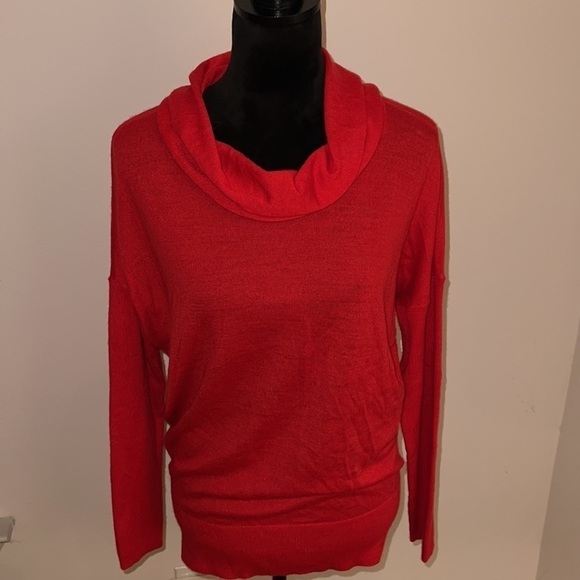 LOFT red cowl neck light red long sleeves sweater Sz L - Picture 2 of 7